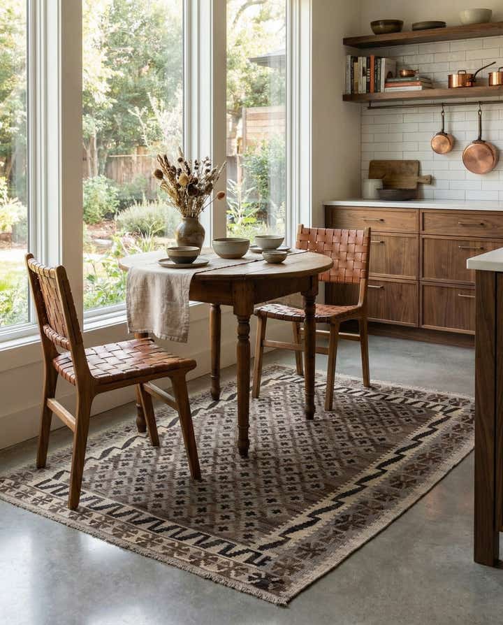 4' 3 x 5' 10 Hand Woven Kilim Maymana Wool Rug