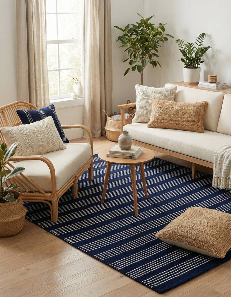 Detail image of  5' 1 x 5' 1 Jill Zarin Striped Wool Square Rug