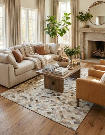 5' x 7' 10 Cowhide Leather Rug
