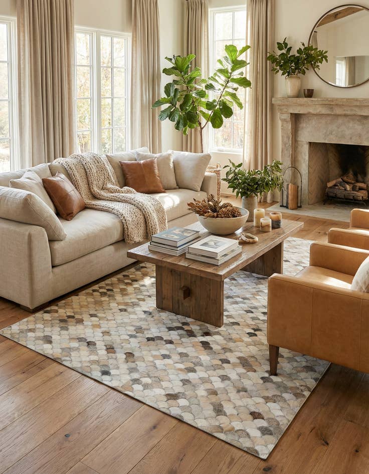 Detail image of  5' x 7' 10 Cowhide Leather Rug