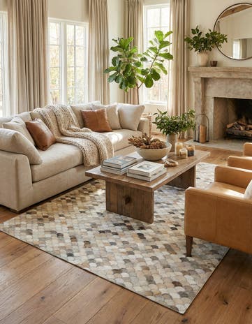 5' x 7' 10 Cowhide Leather Rug
