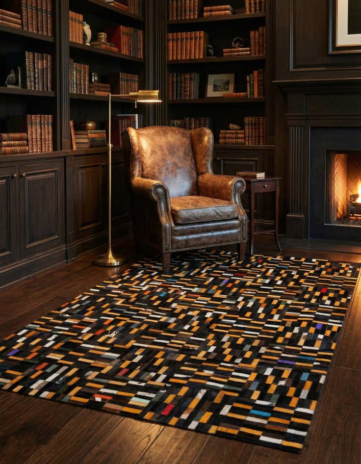 Detail image of  4' 11 x 8' 1 Cowhide - Patchwork Rug