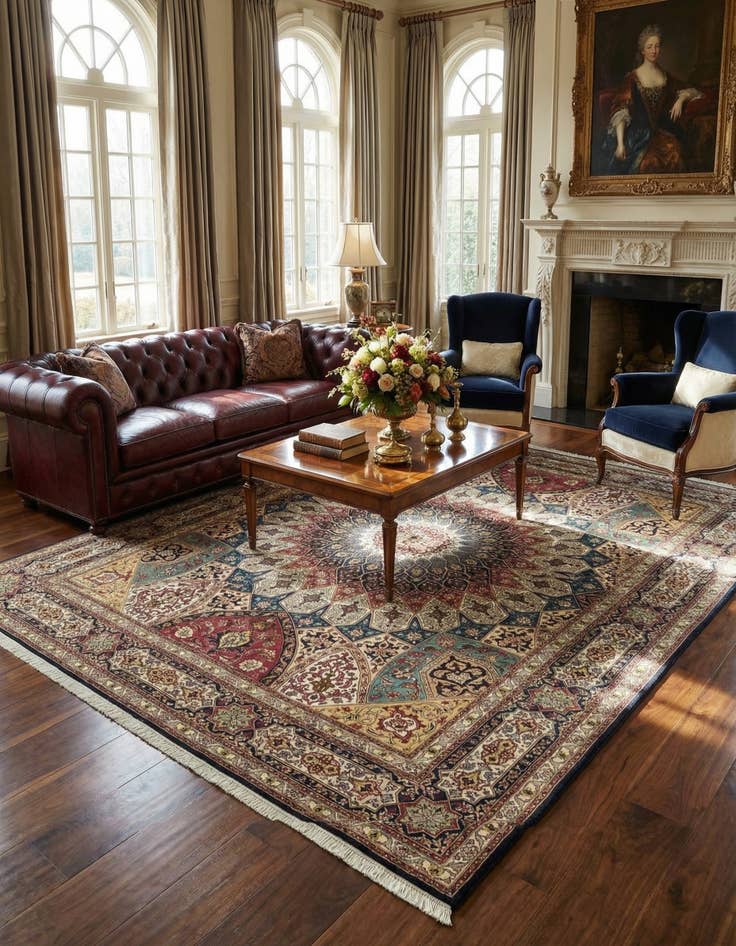 Detail image of  6' 8 x 8' 5  Hand Knotted Tabriz Persian Square Rug