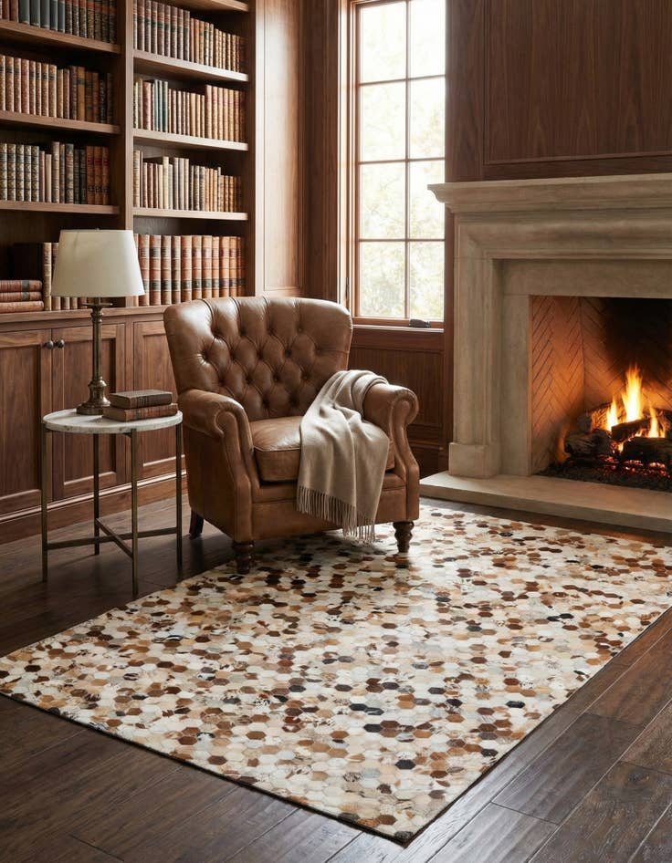 Detail image of  5' 1 x 7' 10 Cowhide Leather Rug