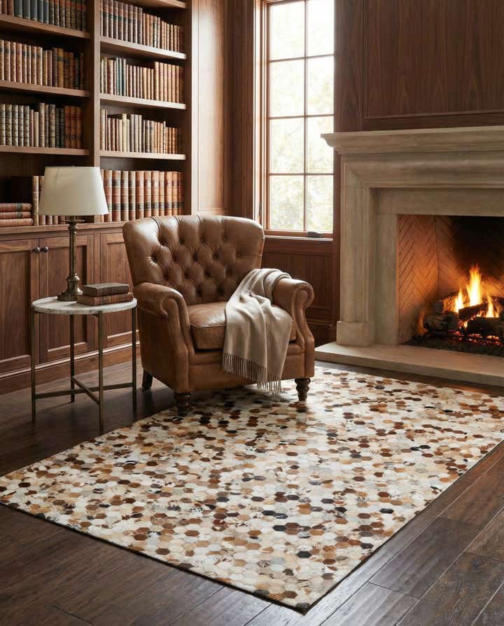 5' 1 x 7' 10 Cowhide Leather Rug