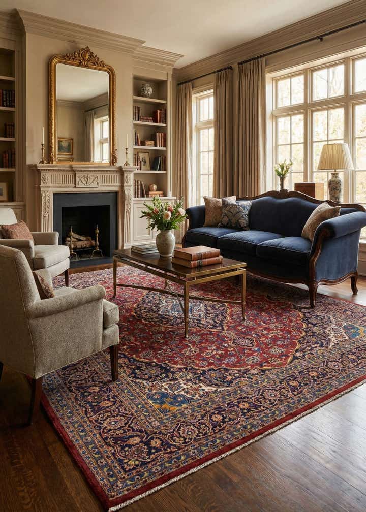 9' 10 x 12' 8 Hand Knotted Kashan Persian Wool Rug