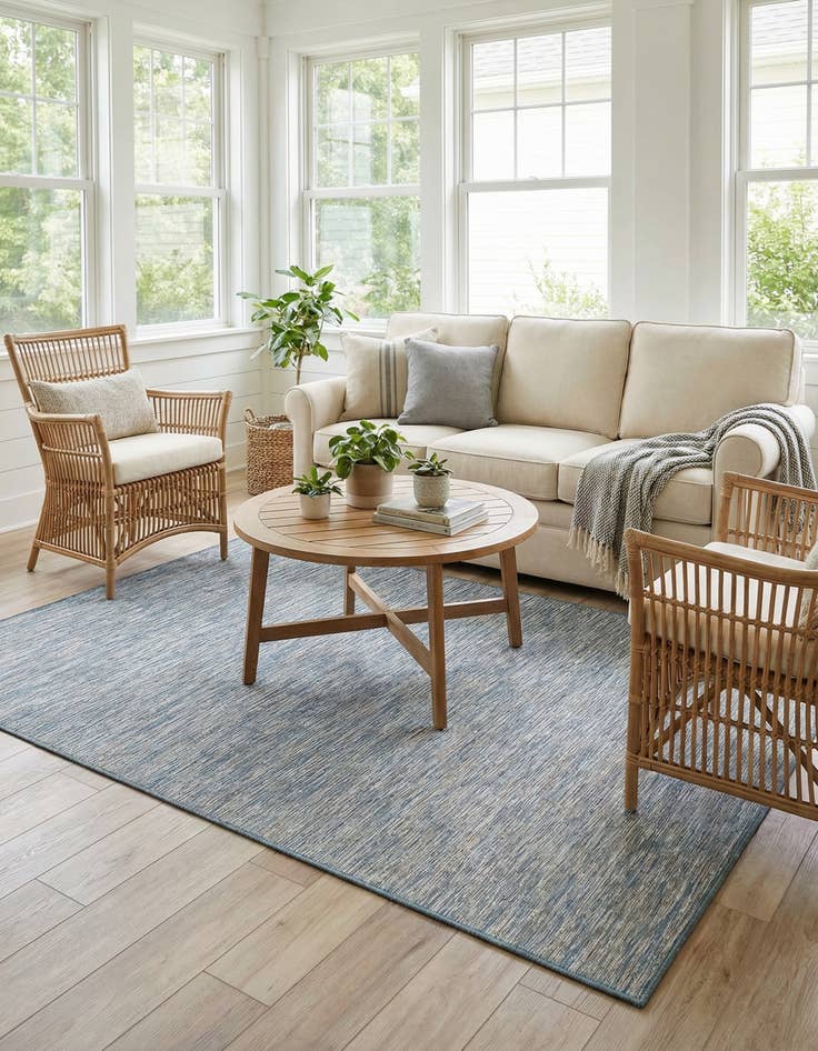 Detail image of 4' 2 x 6'  Washable Solid Indoor / Outdoor Rug