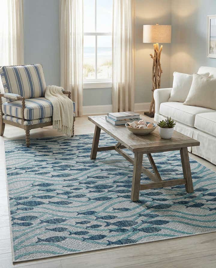 5' 3 x 8' Easy-Clean Coastal Indoor / Outdoor Rug