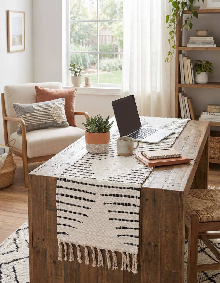 Detail image of  1' 2 x 5' 1  Hand Woven Chindi Cotton Table Runner Rug