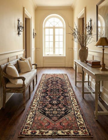 3' 8 x 10' Hand Knotted Hossainabad Persian Wool Runner Rug