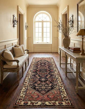 3' 8 x 10' Hand Knotted Hossainabad Persian Wool Runner Rug