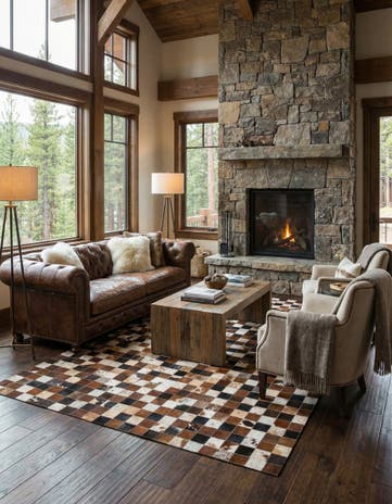 5' x 8' Cowhide Leather Rug