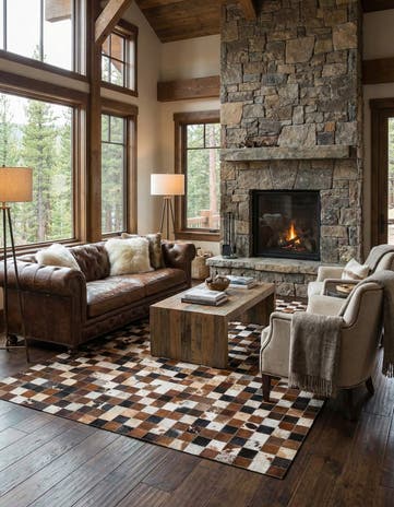 5' x 8' Cowhide Leather Rug