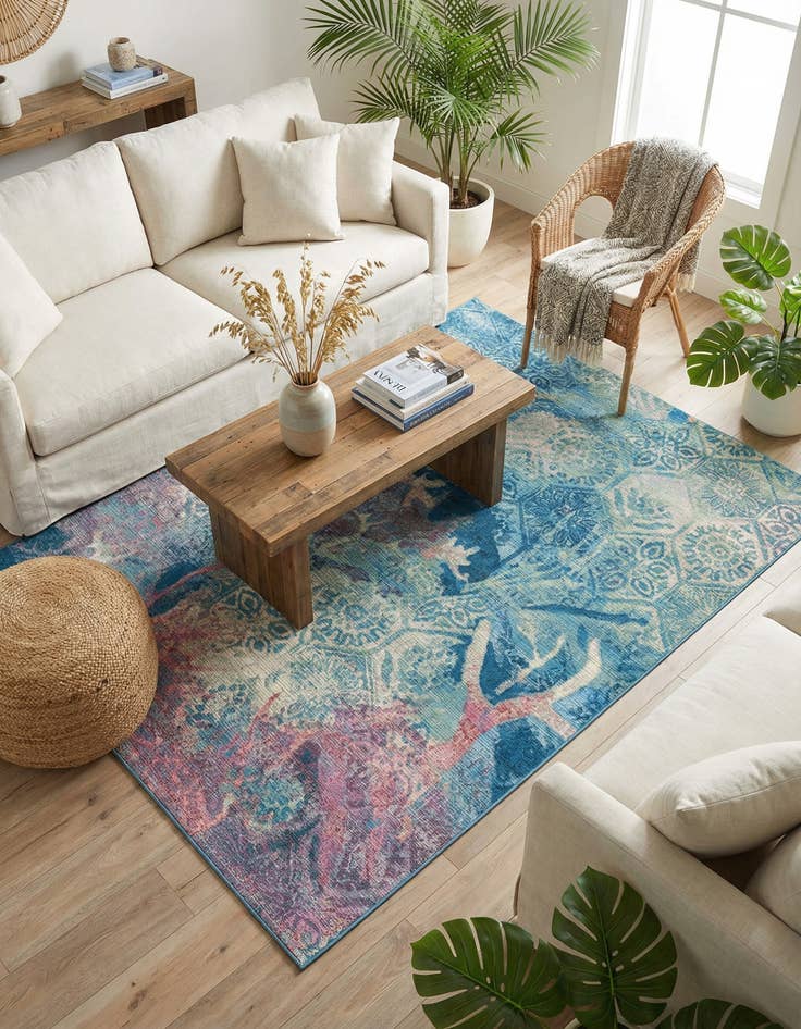 Detail image of 6' x 9'  Washable Coastal Indoor / Outdoor Rug