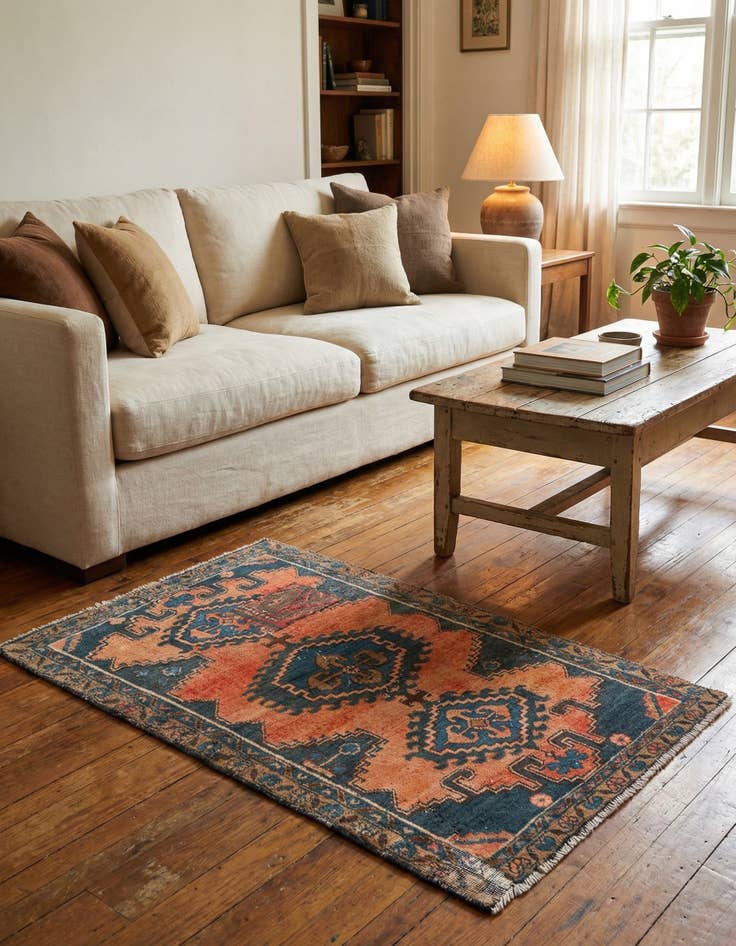 Detail image of 3' 1 x 5' 2  Hand Knotted Ultra Vintage Persian Wool Rug