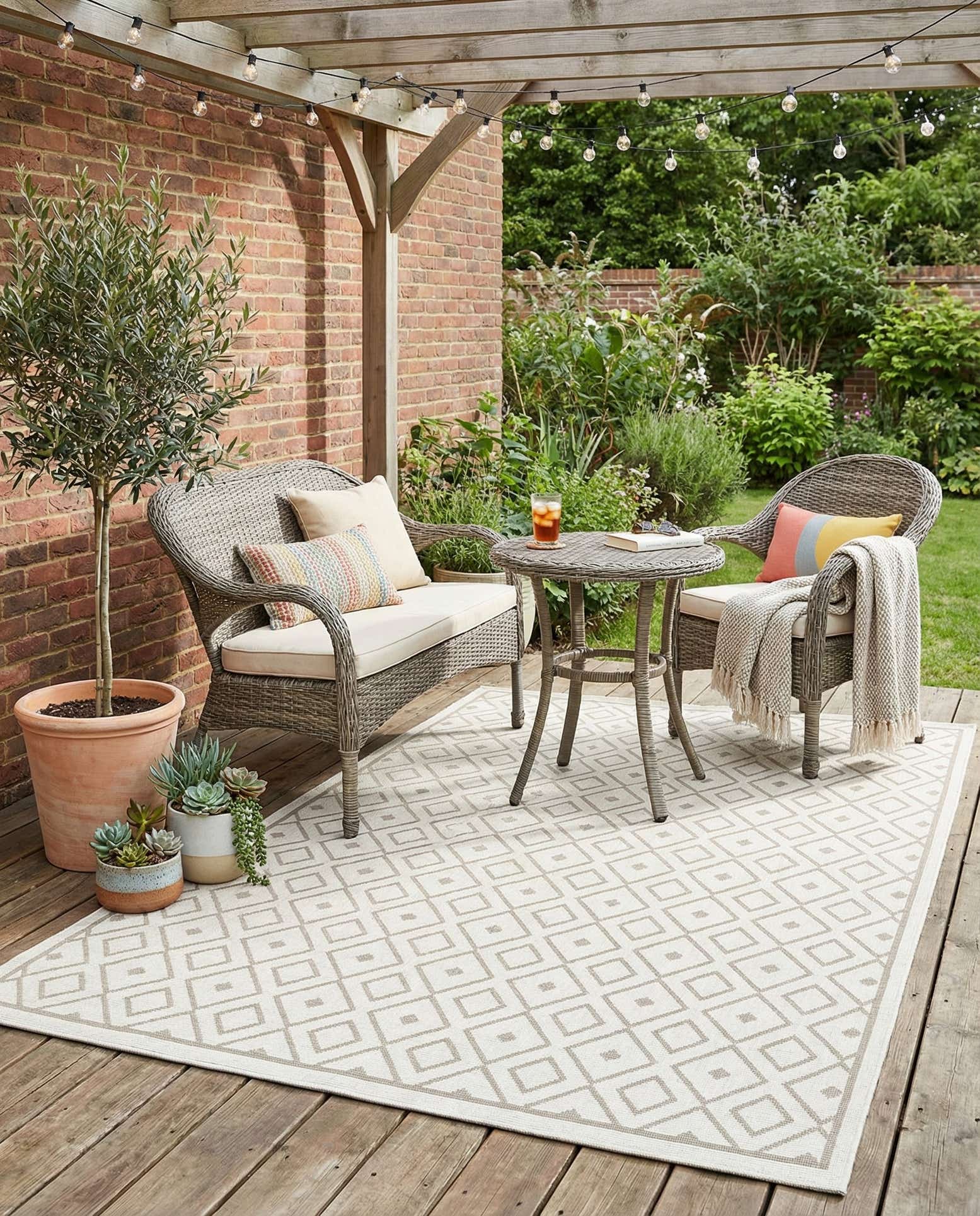 6' x 9' Easy-Clean Lattice Indoor / Outdoor Rug