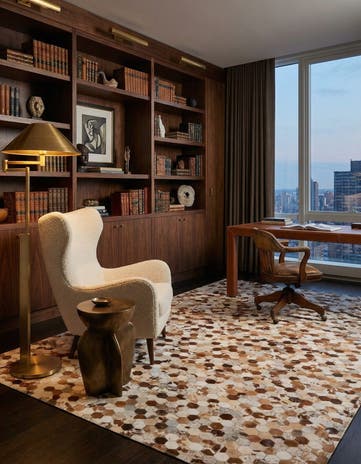 5' 2 x 8' 1 Cowhide Leather Rug