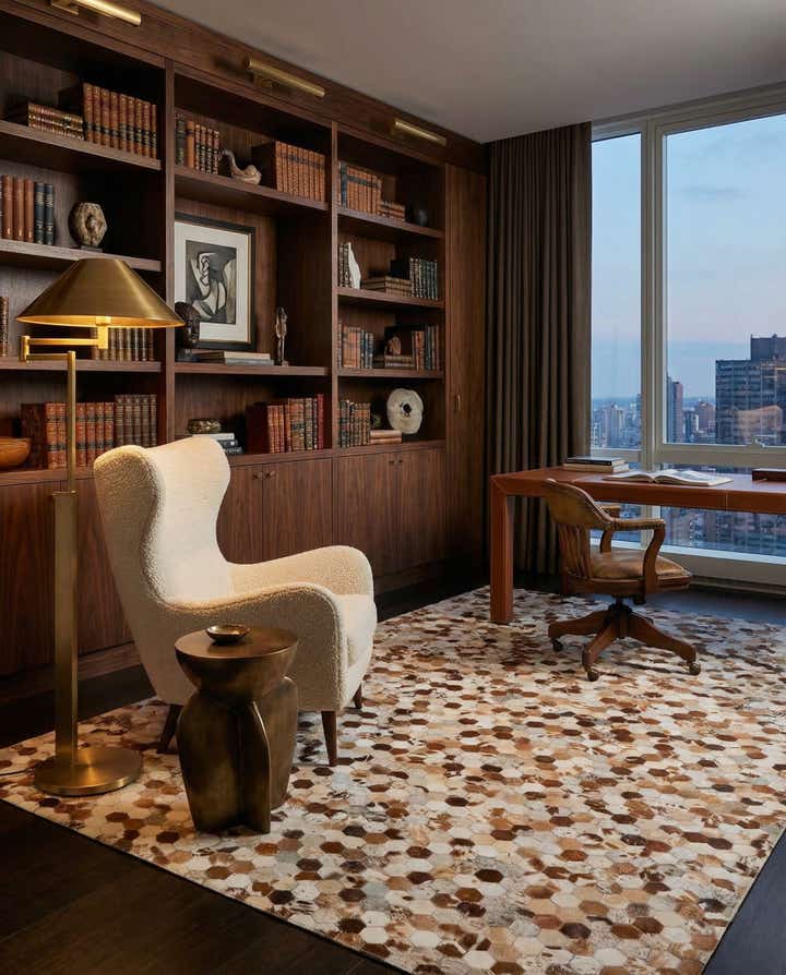 5' 2 x 8' 1 Cowhide Leather Rug