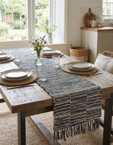 1' 2 x 5' 1 Hand Woven Chindi Jute Table Runner Rug