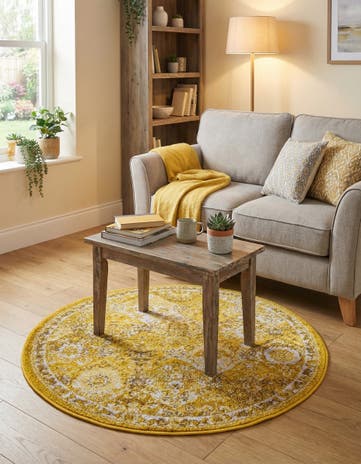 Yellow Madeline Round Rug