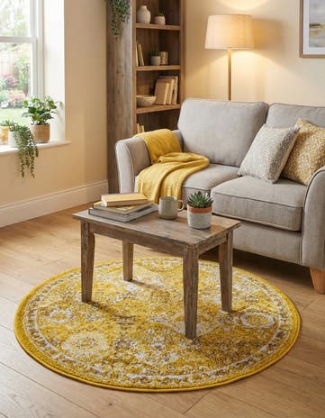 Yellow Madeline Round Rug