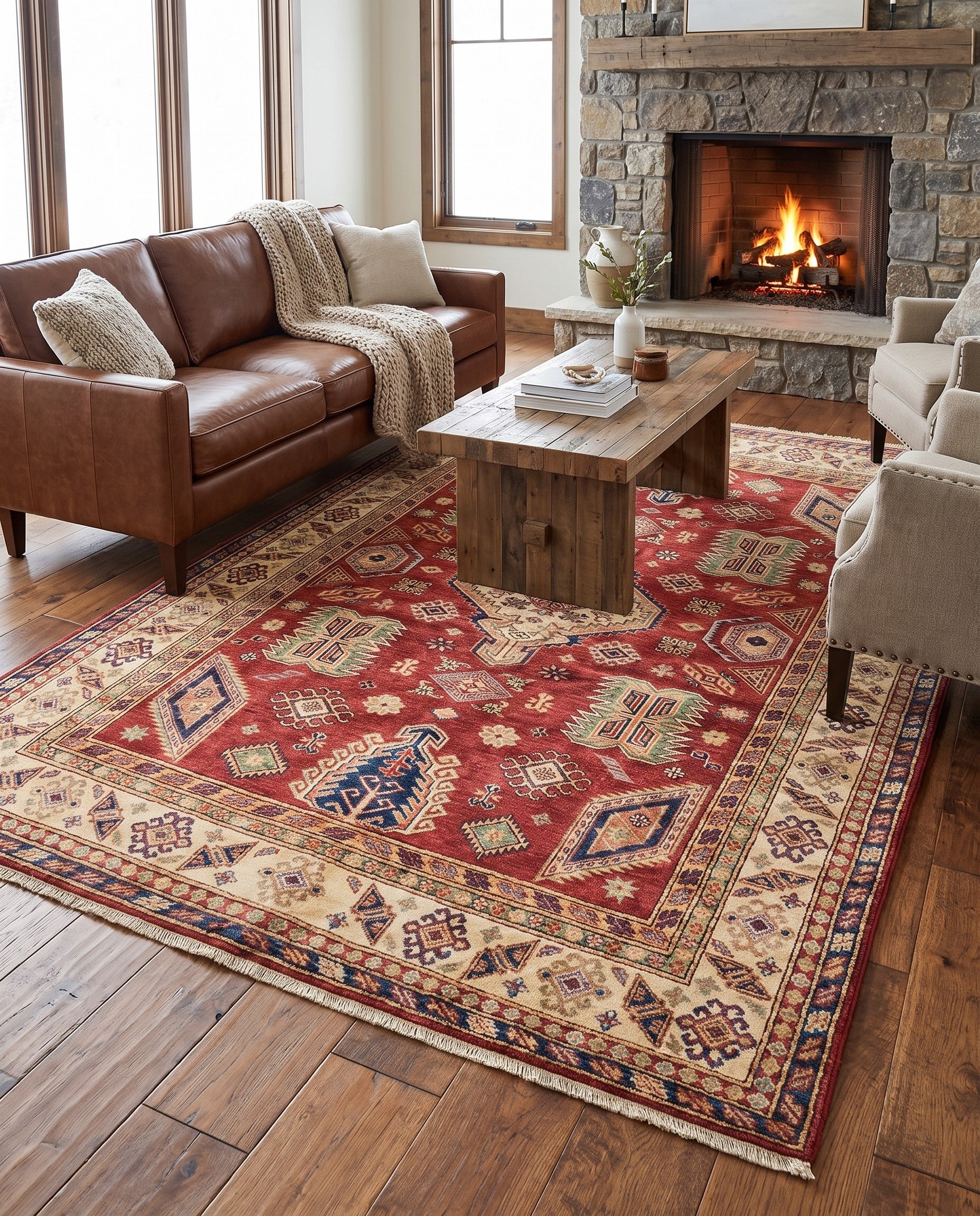 5' 7 x 7' 9 Hand Knotted Kazak Oriental Rug