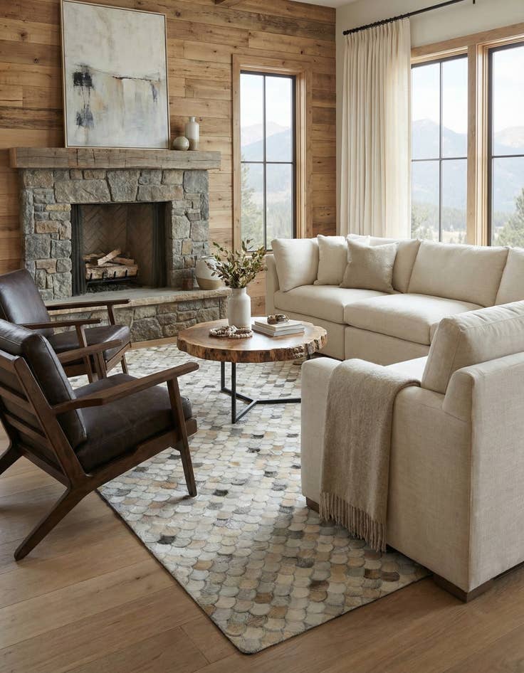 Detail image of 5' 1 x 8' 1 Cowhide Leather Rug