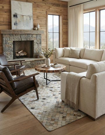5' 1 x 8' 1 Cowhide Leather Rug