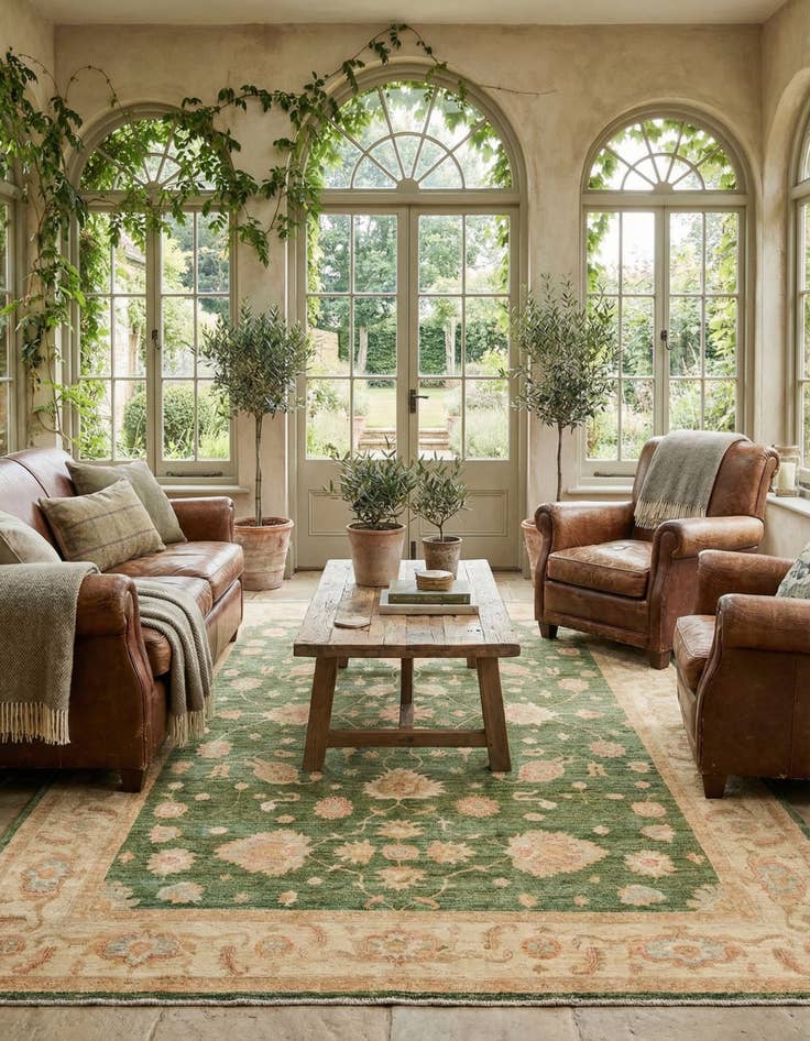 Detail image of 6' 9 x 10' 2  Hand Knotted Peshawar Ziegler Rug