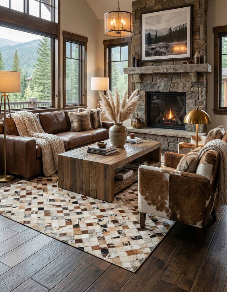 Detail image of 5' x 8' Cowhide Leather Rug