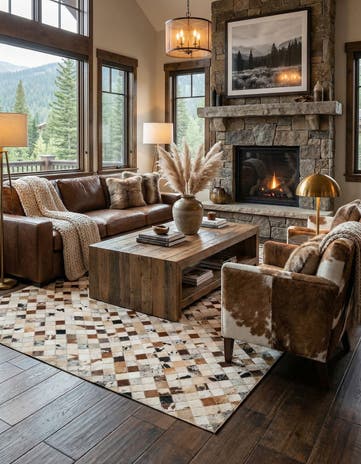 5' x 8' Cowhide Leather Rug
