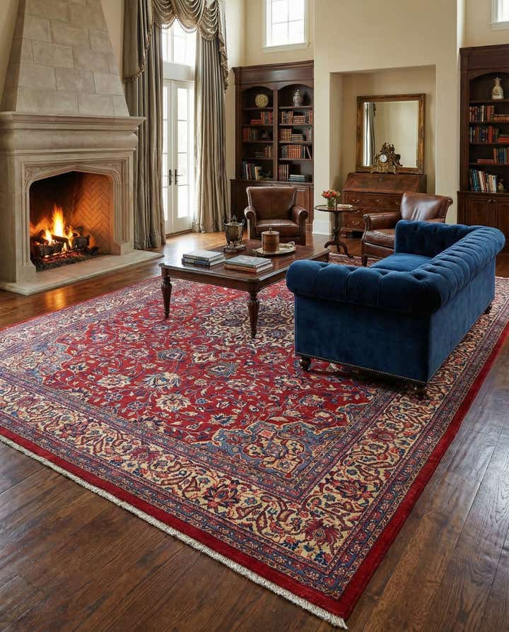 10' x 13' 4 Hand Knotted Mahal Persian Wool Rug