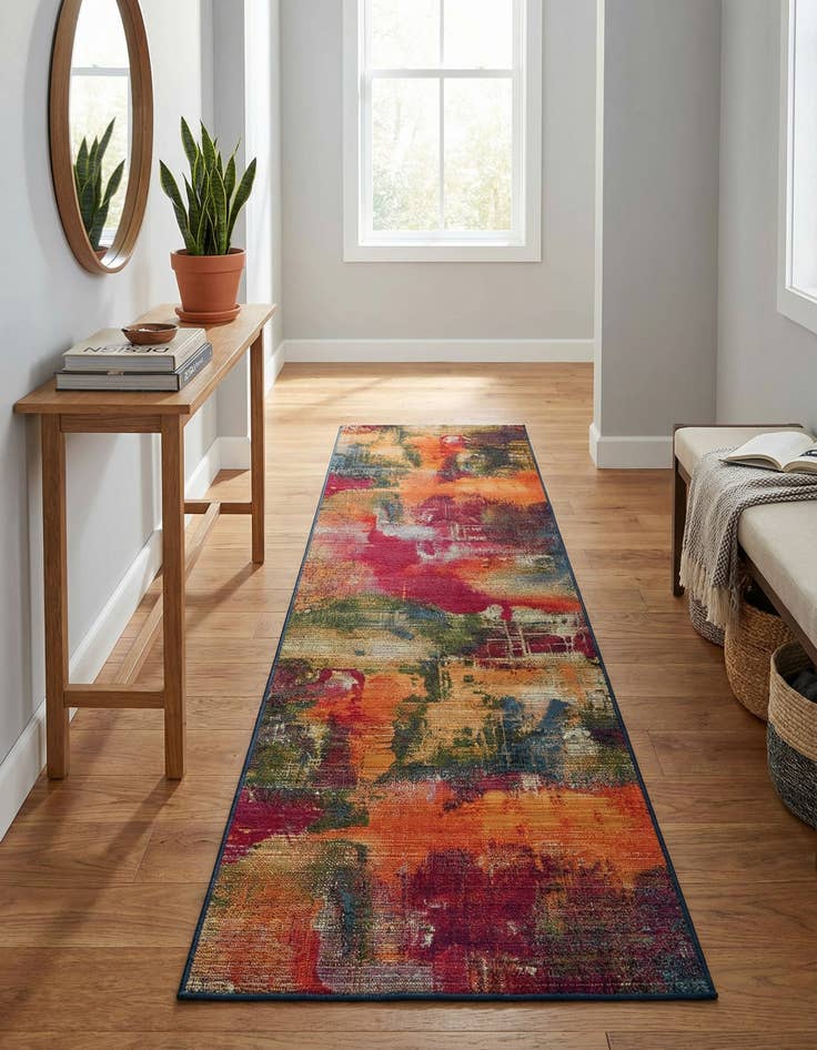 Detail image of 2' 7 x 10'  Washable Modern Indoor / Outdoor Runner Rug