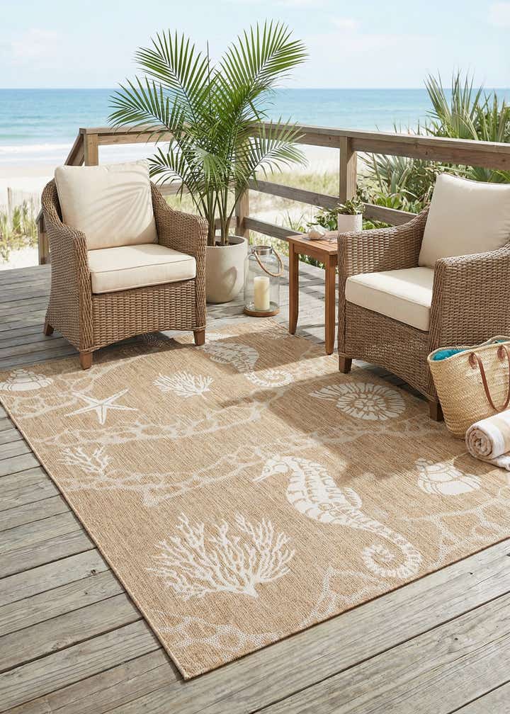 5' 3 x 7' Easy-Clean Coastal Indoor / Outdoor Rug