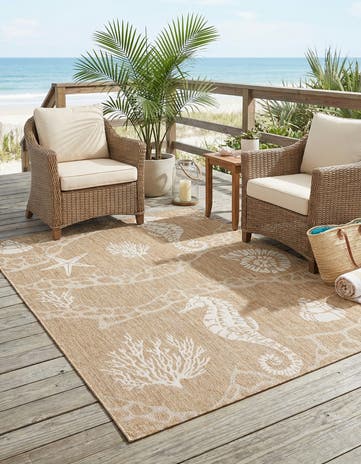 5' 3 x 7' Easy-Clean Coastal Indoor / Outdoor Rug