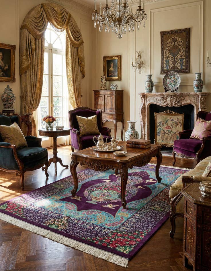 Detail image of 3' 3 x 4' 10 Ghom Silk Rug