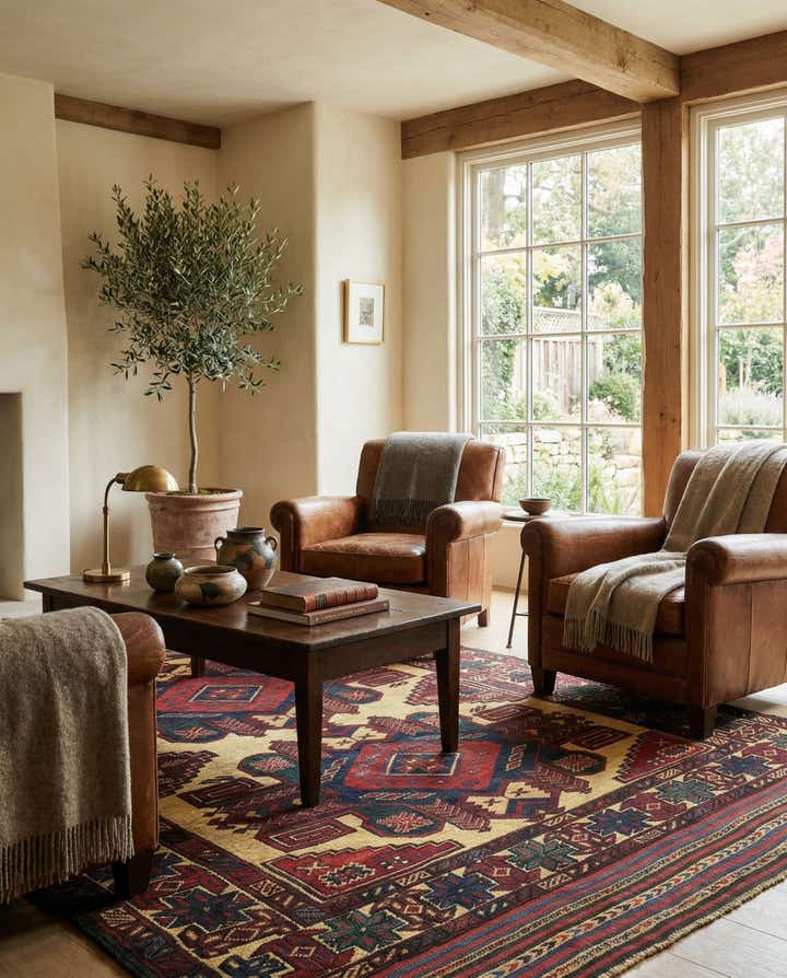 4' 5 x 6' 6 Hand Knotted Sumak Wool Rug