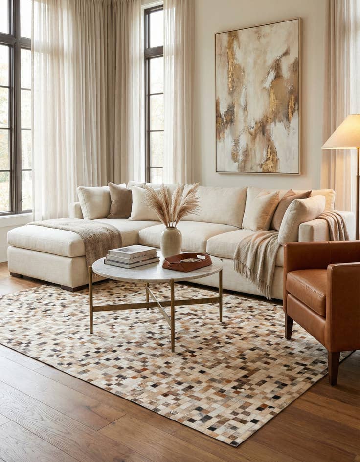 Detail image of  5' x 8' Cowhide Leather Rug