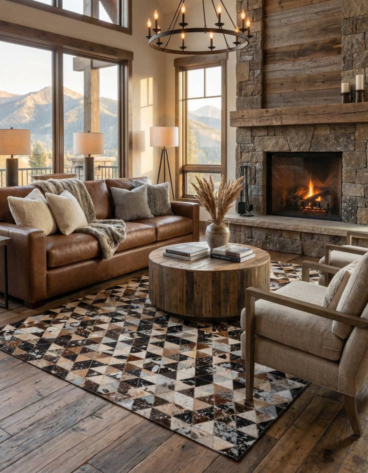 Detail image of 4' 11 x 8' Cowhide - Patchwork Rug