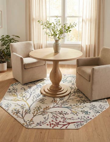 Ivory Blossom Octagon Rug
