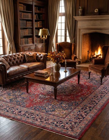 9' 8 x 12' 8 Hand Knotted Mashad Persian Wool Rug
