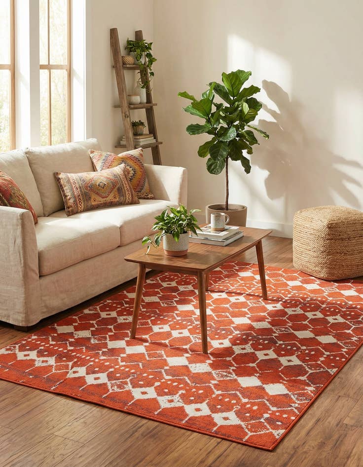 Detail image of  5' 3 x 8'  Washable Lattice Indoor / Outdoor Rug