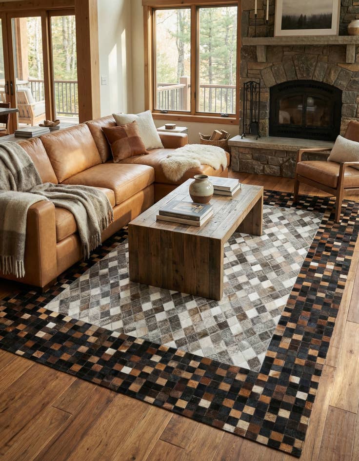 Detail image of 5' x 8' Cowhide Leather Rug