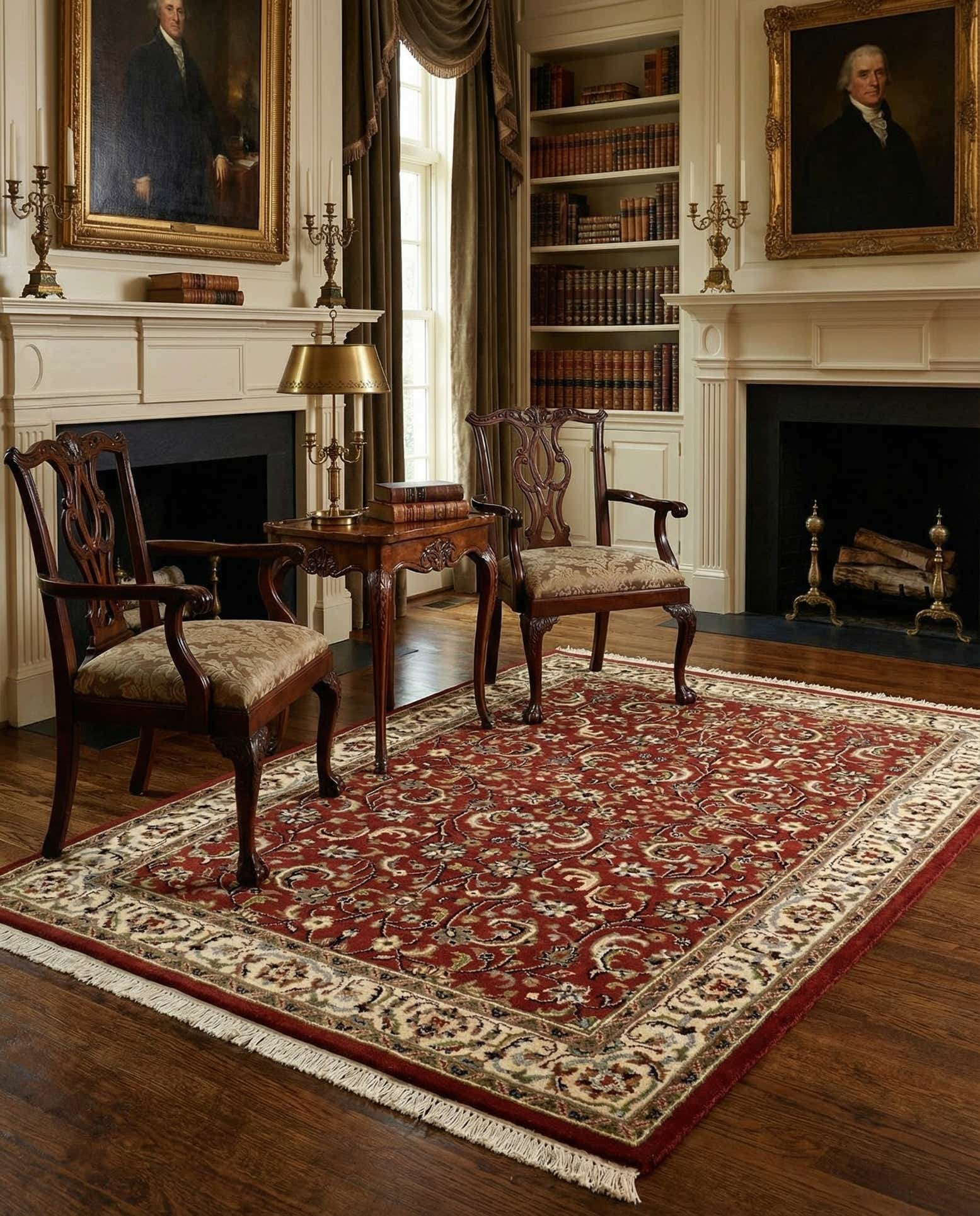 4' 2 x 6' 3 Hand Knotted Isfahan Wool Rug
