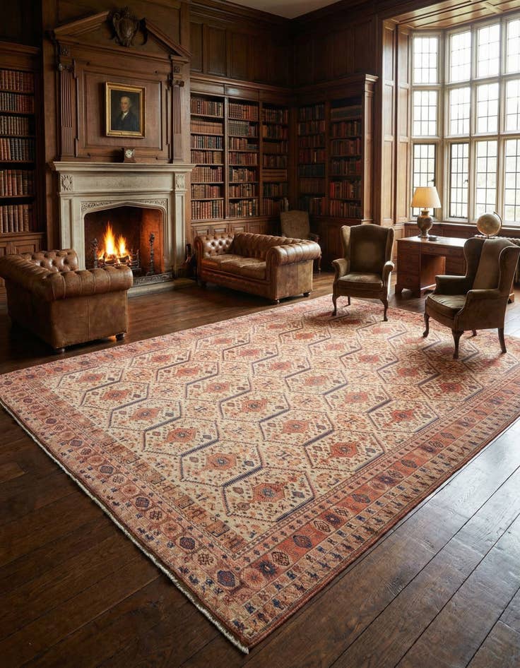 Detail image of  11' 1 x 13' 10  Hand Knotted Schirwan Rug