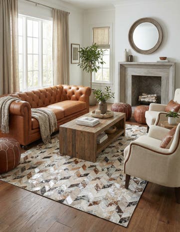 5' x 8' Cowhide Leather Rug