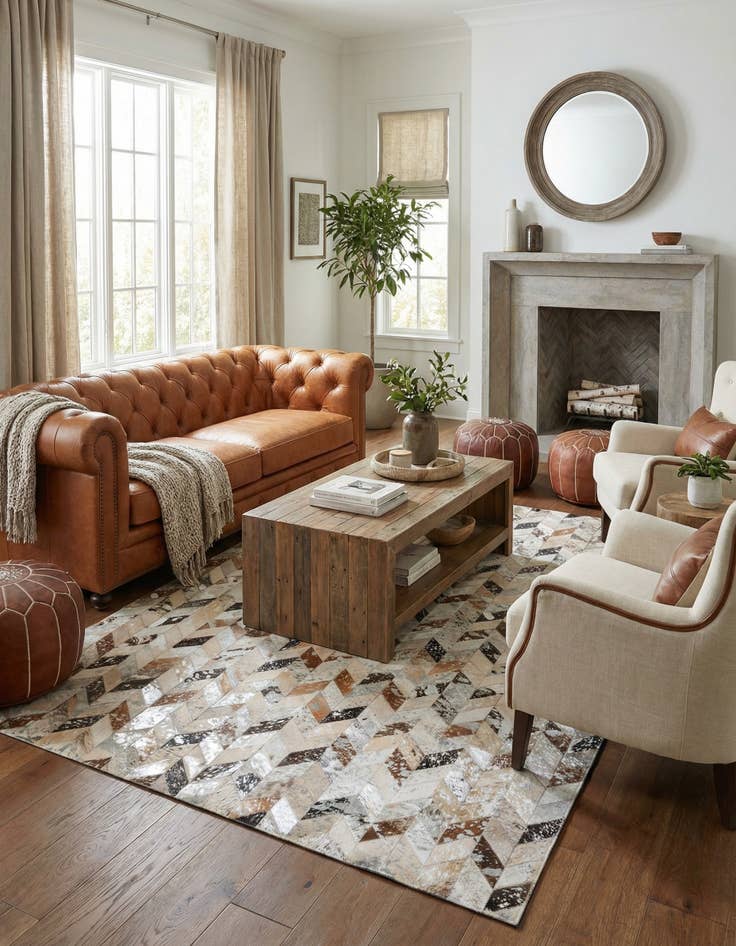 Detail image of 5' x 8' Cowhide Leather Rug