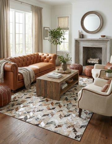 5' x 8' Cowhide Leather Rug