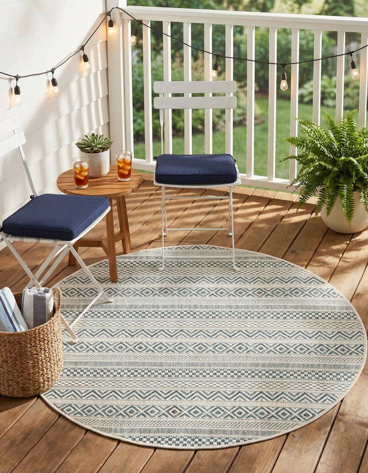 Detail image of  3' x 3'  Washable Ribbon Indoor / Outdoor Round Rug