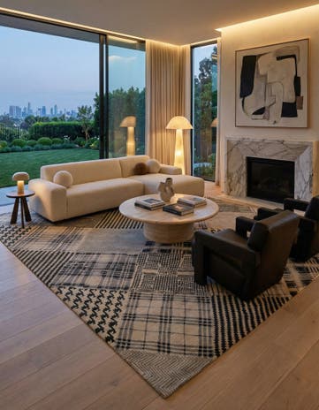 8' 1 x 9' 11 Hand Knotted Modern Manshu Wool Rug